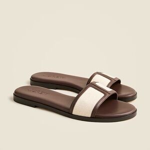 NIB J.Crew Georgina Sandals in Canvas and Leather Strap Slide Sandals size 8